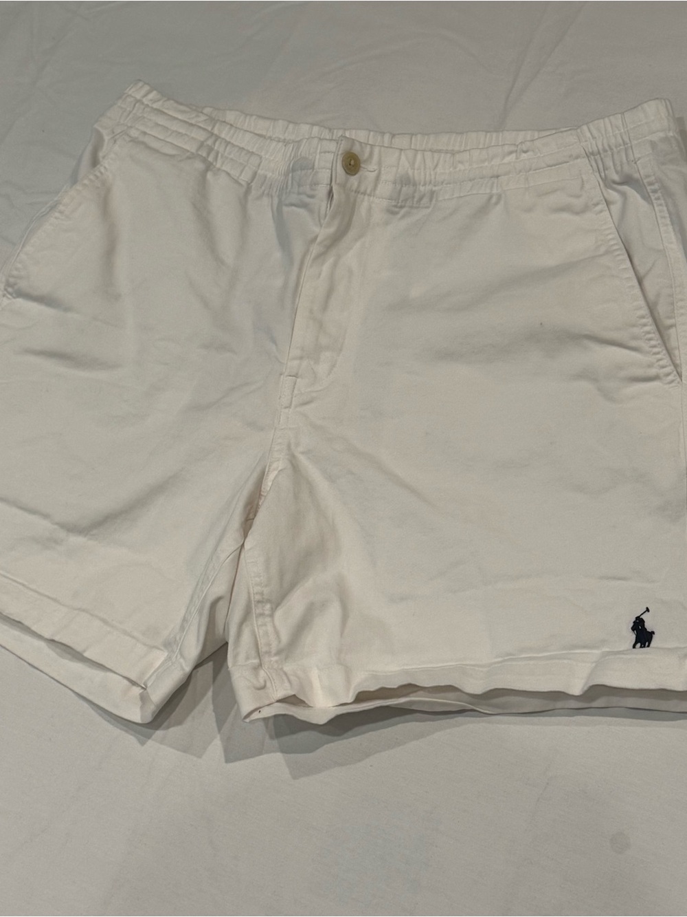 Polo Ralph Lauren Shorts Mens L White Cotton Stretch Chino Elastic Waist Summer